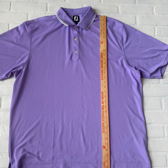 FootJoy Men's Purple White Striped Collar Short Sleeve Athletic Polo Shirt XXL - Picture 5 of 6